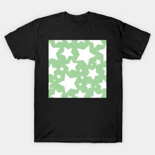 White star print on light green T-Shirt